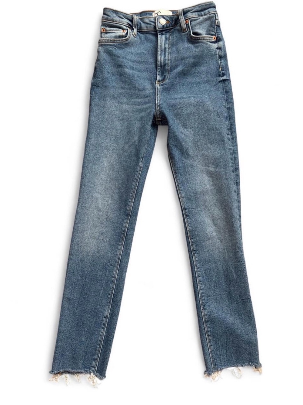 Zara Straight-Leg Jeans in Medium Blue Wash